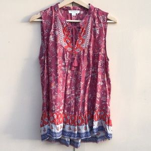 Boho flower paisley tank loose fit XS